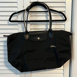 Black on Black Longchamp Le Pliage Tote